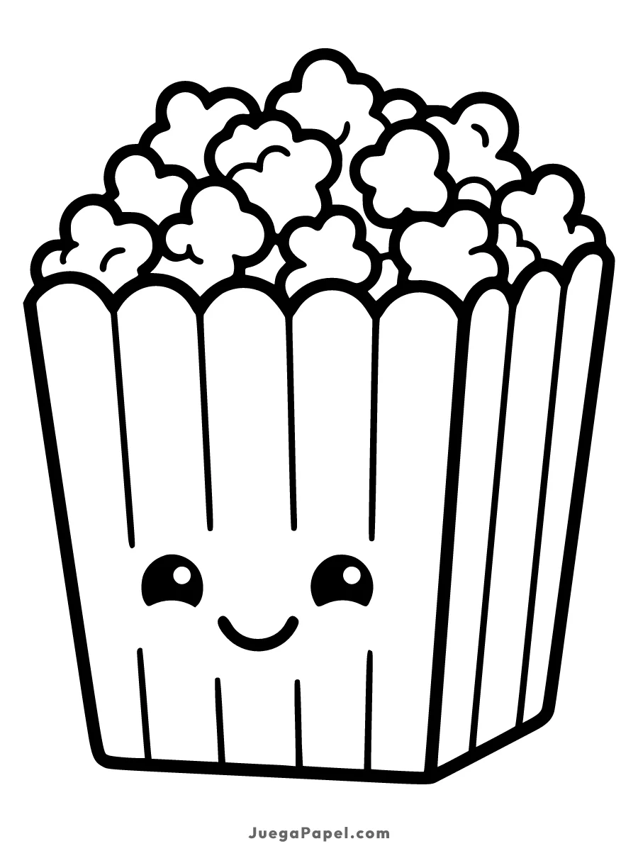 Dibujo para colorear e imprimir de Caja de Palomitas Kawaii