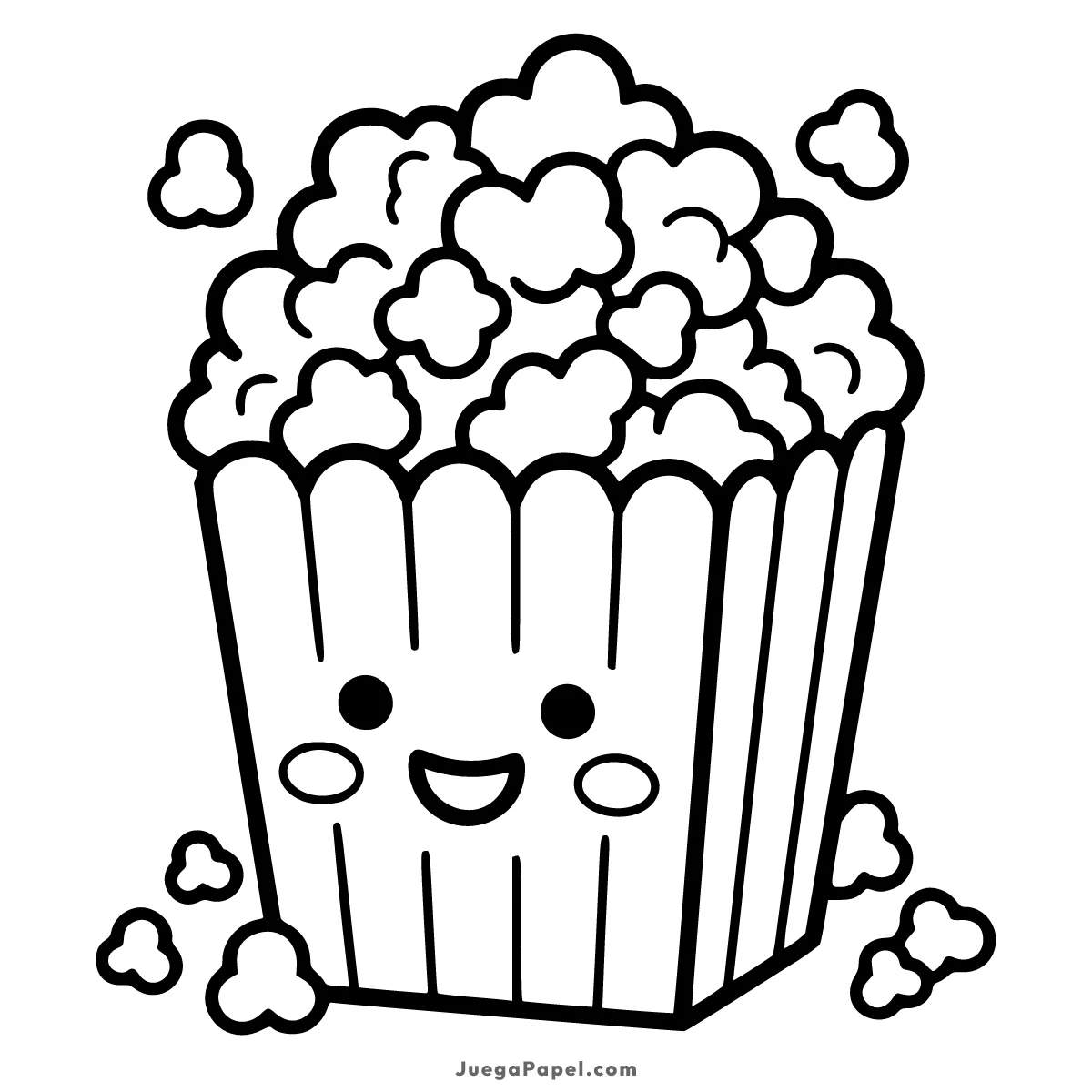Dibujo para colorear e imprimir de Caja de Palomitas Kawaii