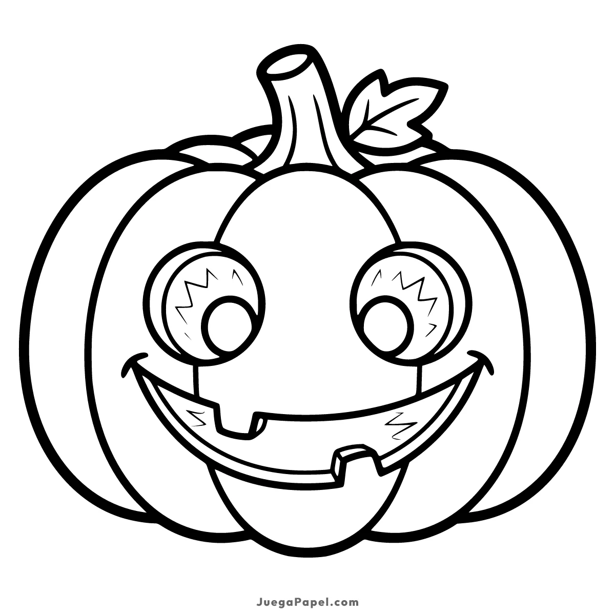 Dibujo para colorear e imprimir de Calabaza de Halloween Sonriente con Ojos Divertidos