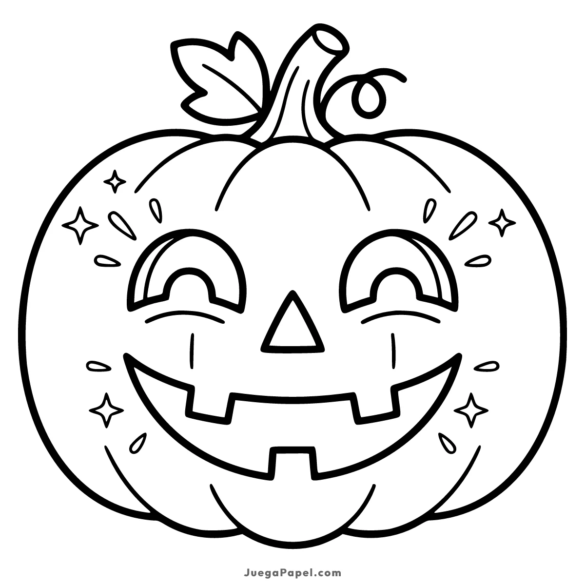 Dibujo para colorear e imprimir de Calabaza de Halloween Sonriente y Mágica