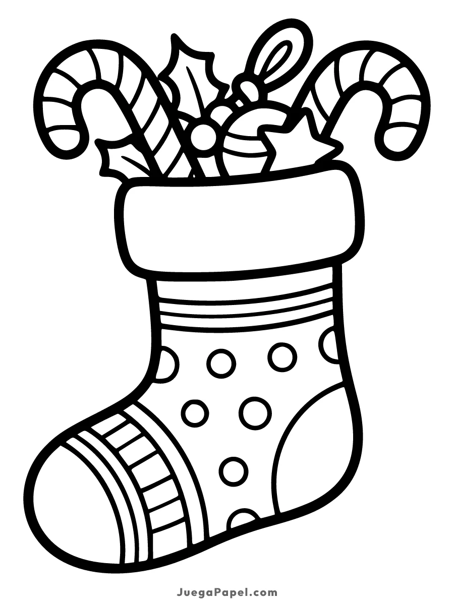 Dibujo para colorear e imprimir de Calcetín Navideño