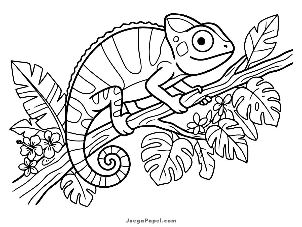 Dibujo para colorear e imprimir de Camaleón