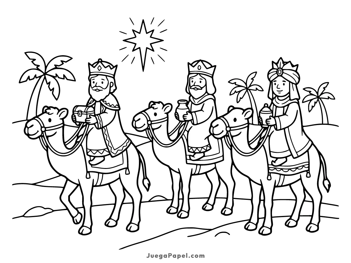 Dibujo para colorear e imprimir de Camino de Los Reyes Magos