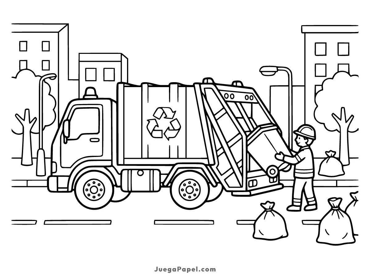 Dibujo para colorear e imprimir de Camión de Basura