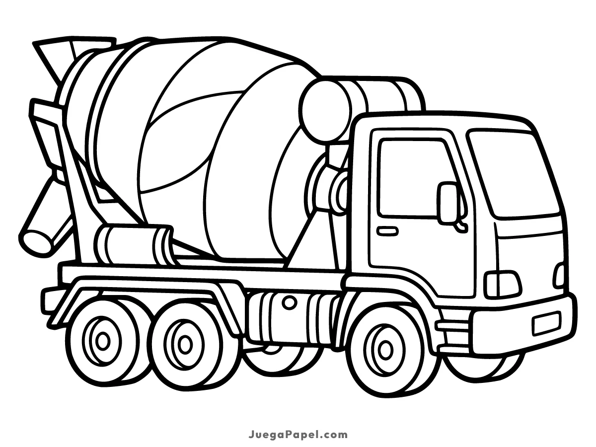 Dibujo para colorear e imprimir de Camión Hormigonera de Obra