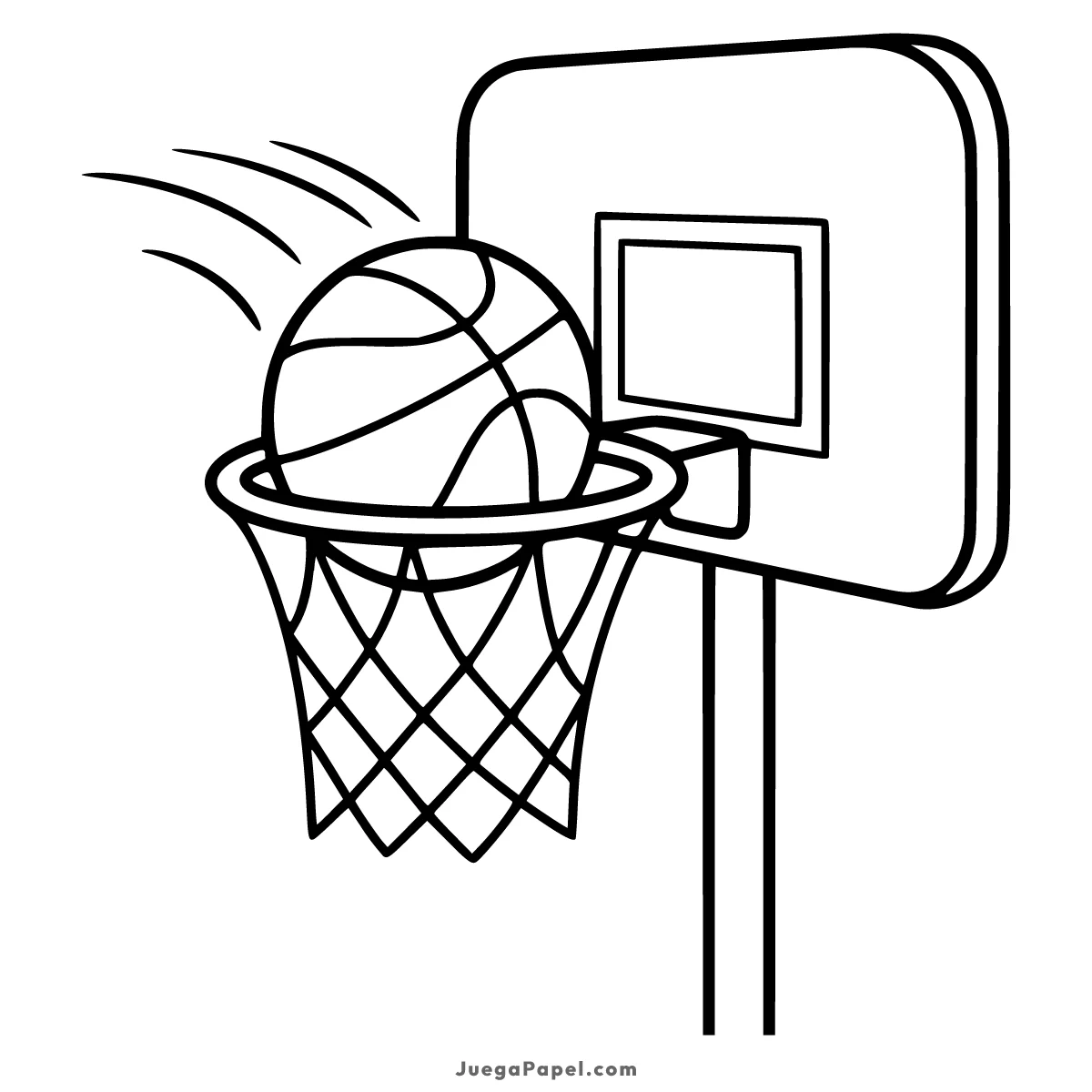 Dibujo para colorear e imprimir de Canasta y Balón de Baloncesto