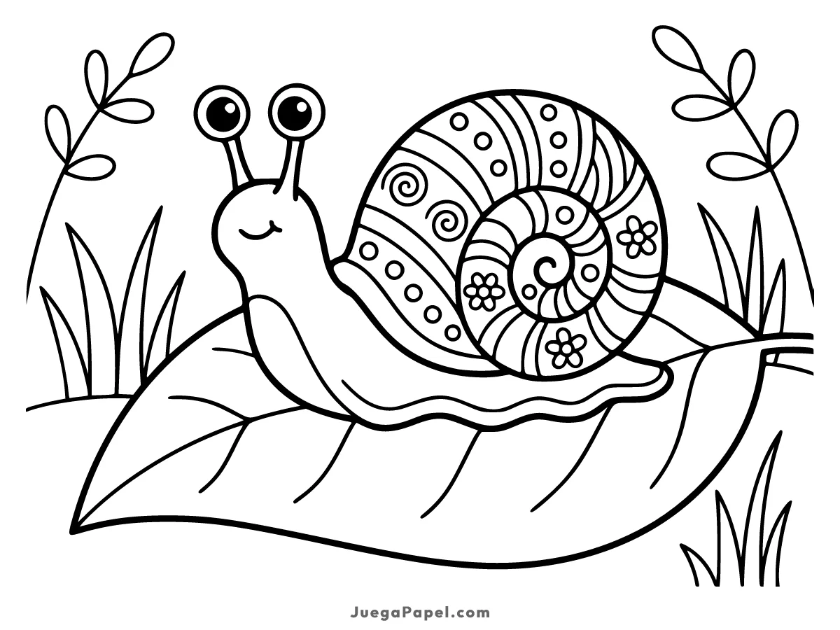 Dibujo para colorear e imprimir de Caracol sobre una Hoja