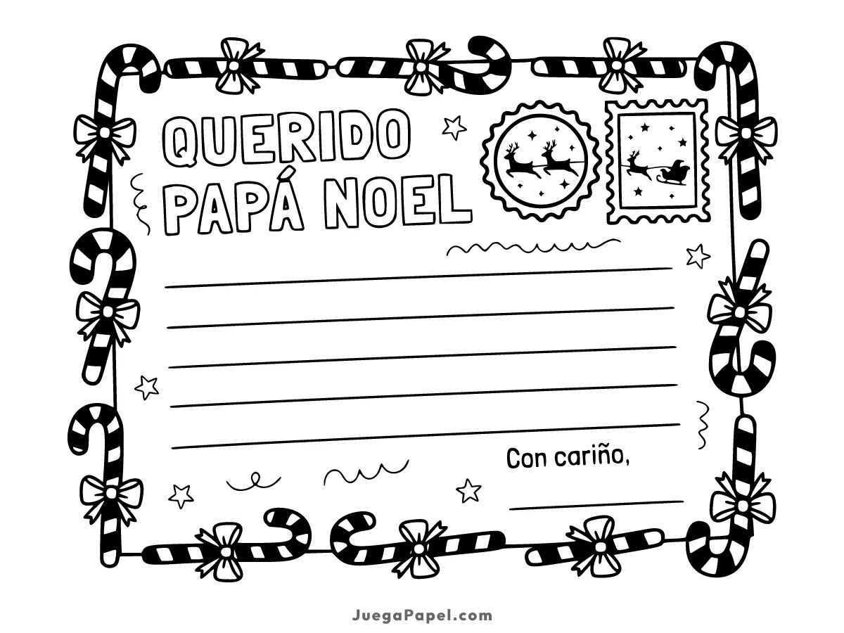 Dibujo para colorear e imprimir de Carta a Papá Noel