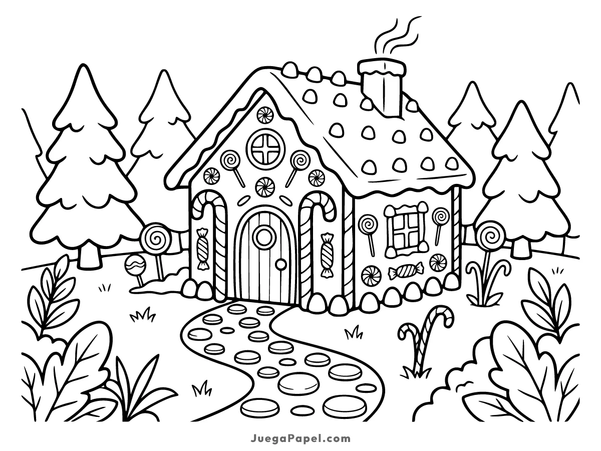 Dibujo para colorear e imprimir de Casita de Dulces