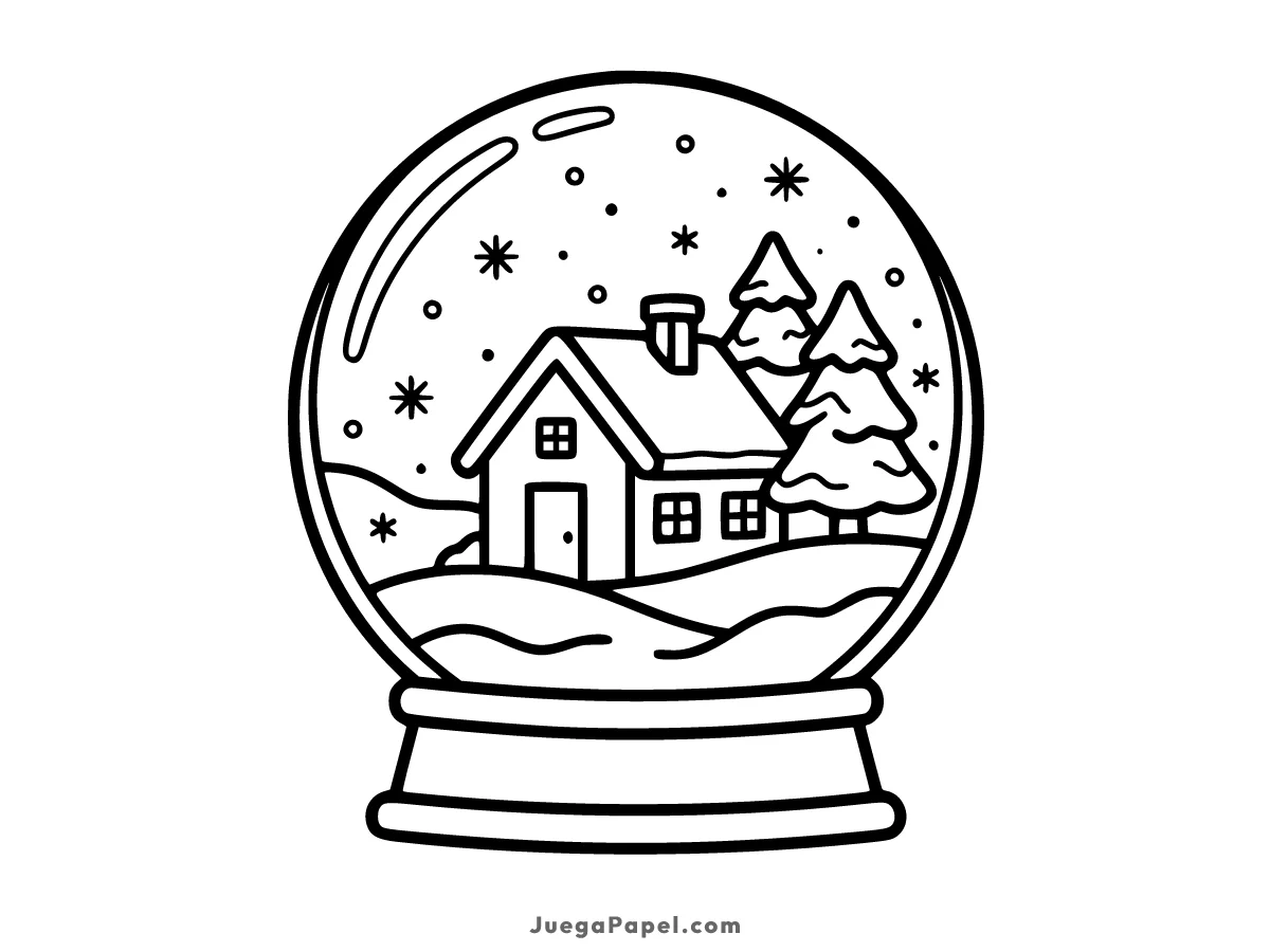 Dibujo para colorear e imprimir de Casita Navideña Bajo la Nieve