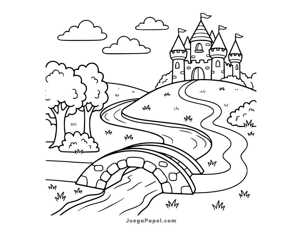 Dibujo para colorear e imprimir de Castillo Encantado