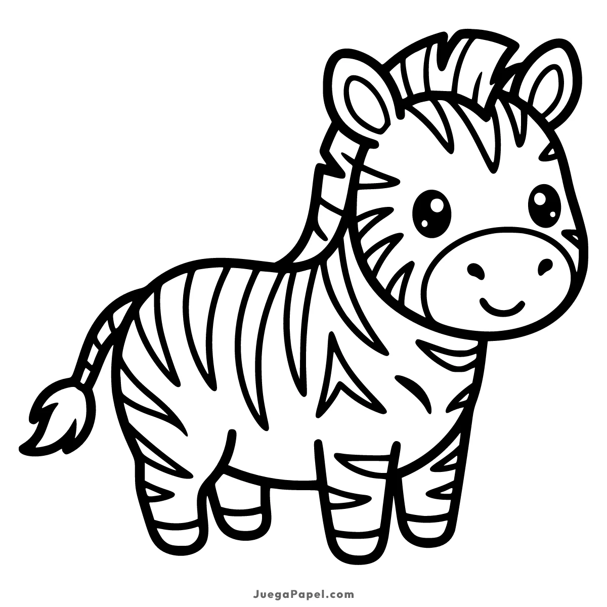 Dibujo para colorear e imprimir de Cebra Kawaii