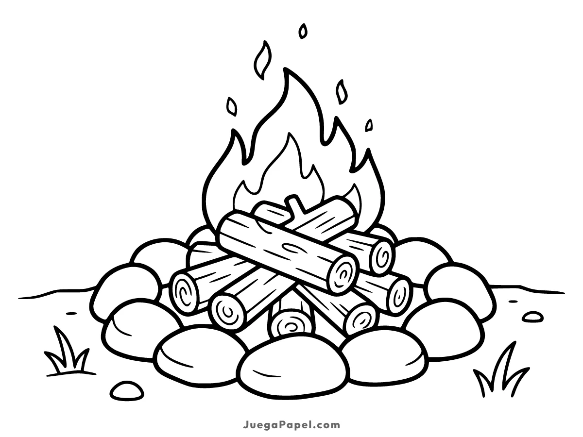 Dibujo para colorear e imprimir de Cenefa de Fogata Agradable