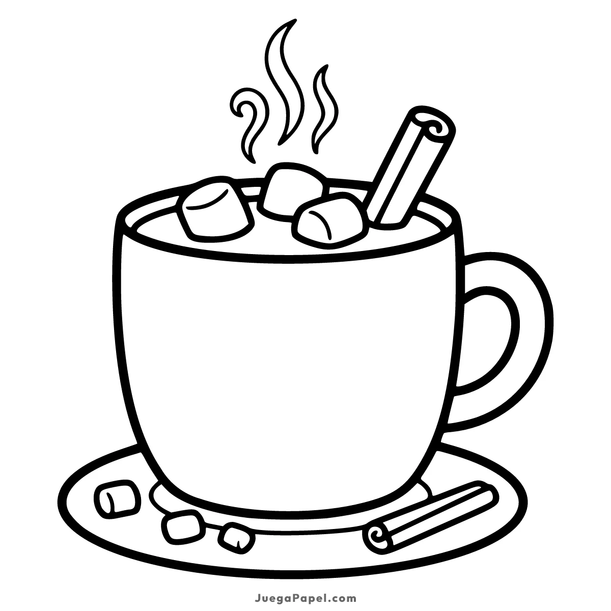 Dibujo para colorear e imprimir de Chocolate Caliente con Malvaviscos