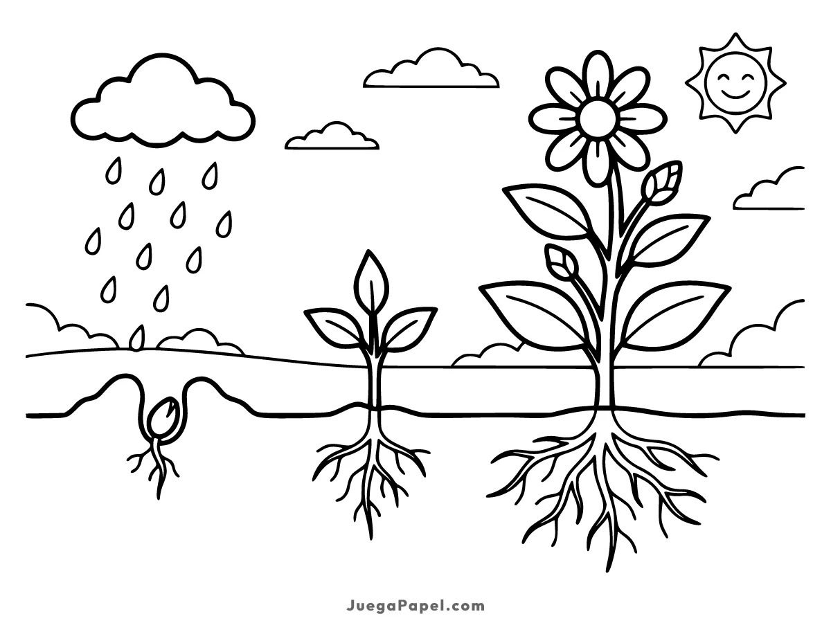 Dibujo para colorear e imprimir de Ciclo de la Planta