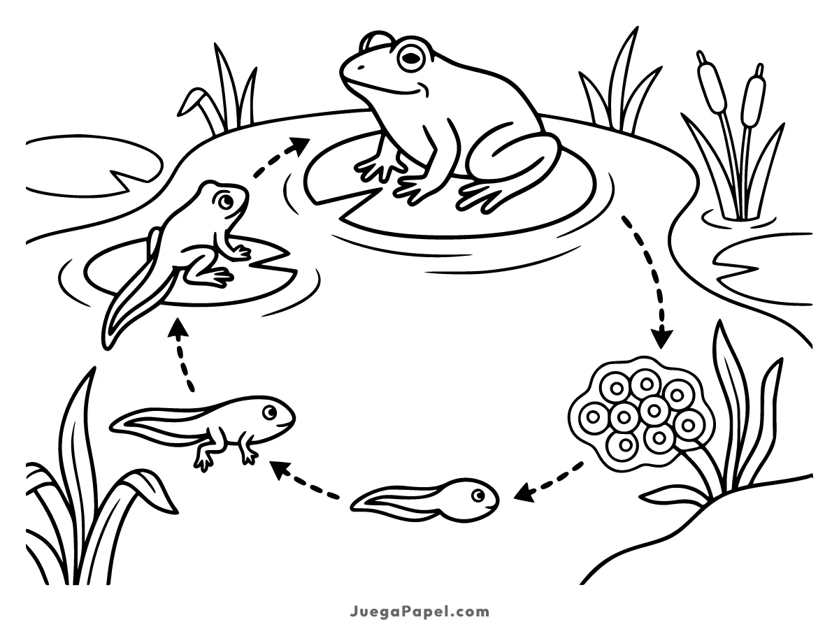 Dibujo para colorear e imprimir de Ciclo de la Rana