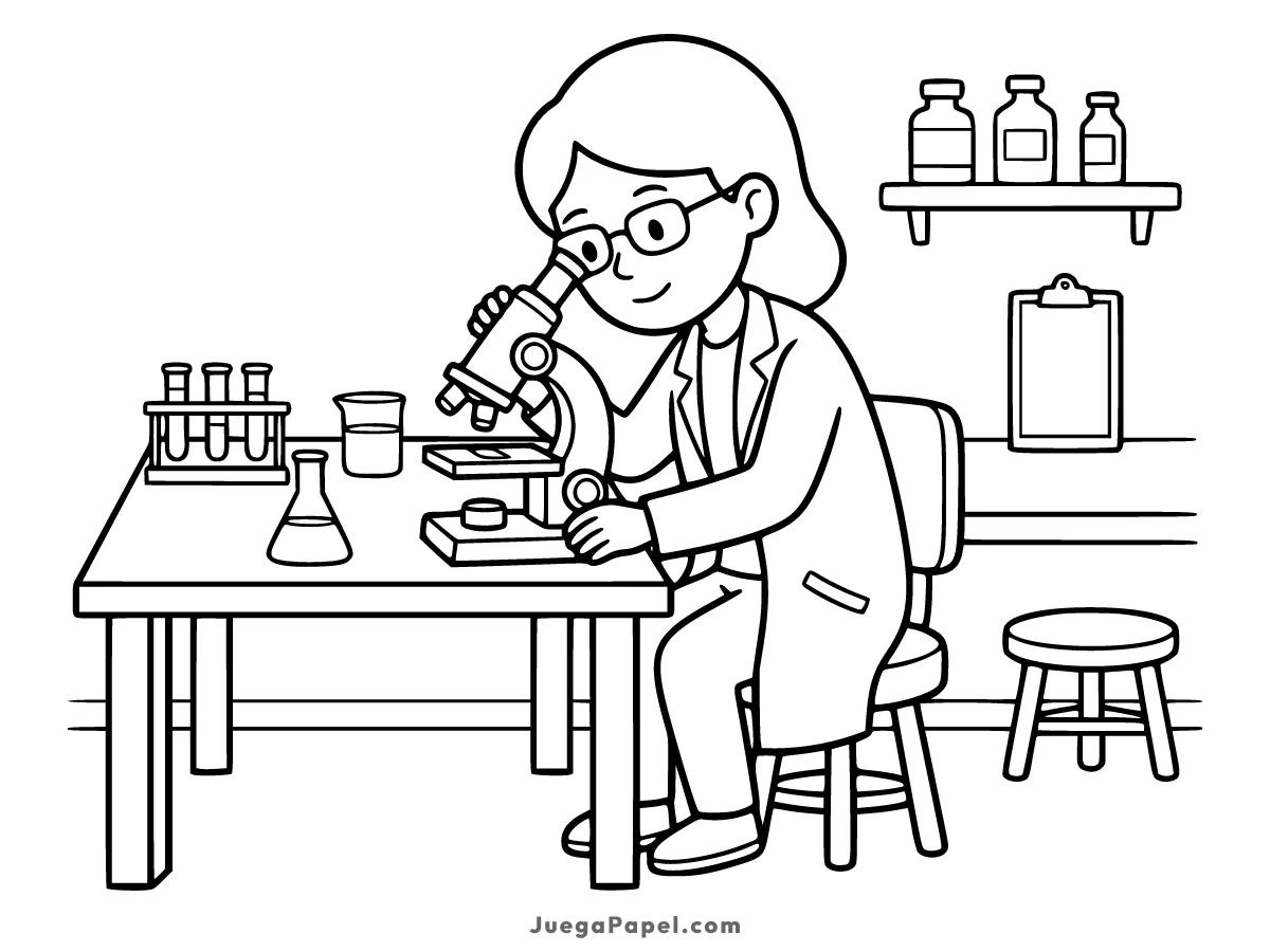 Dibujo para colorear e imprimir de Científica