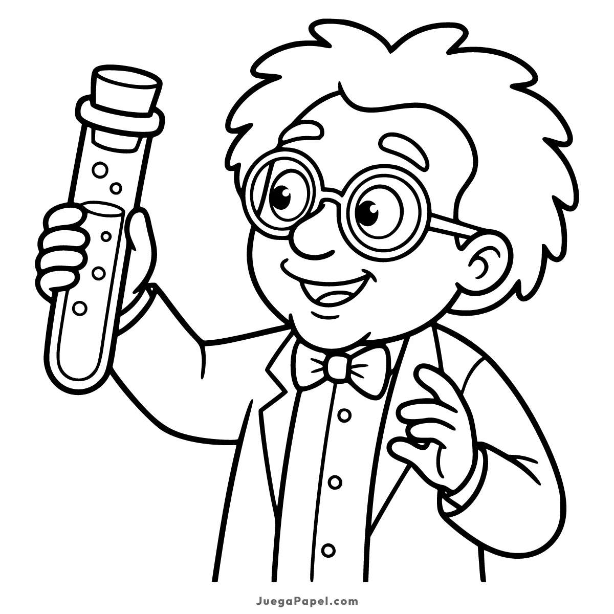 Dibujo para colorear e imprimir de Científico Loco con Tubo de Ensayo