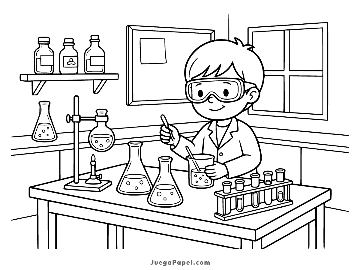 Dibujo para colorear e imprimir de Clase de Laboratorio