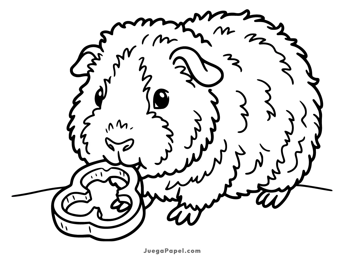 Dibujo para colorear e imprimir de Cobaya Comiendo Trozo de Chile