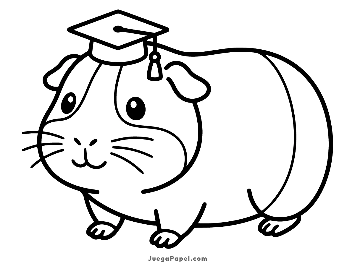 Dibujo para colorear e imprimir de Cobaya Graduada con Birrete