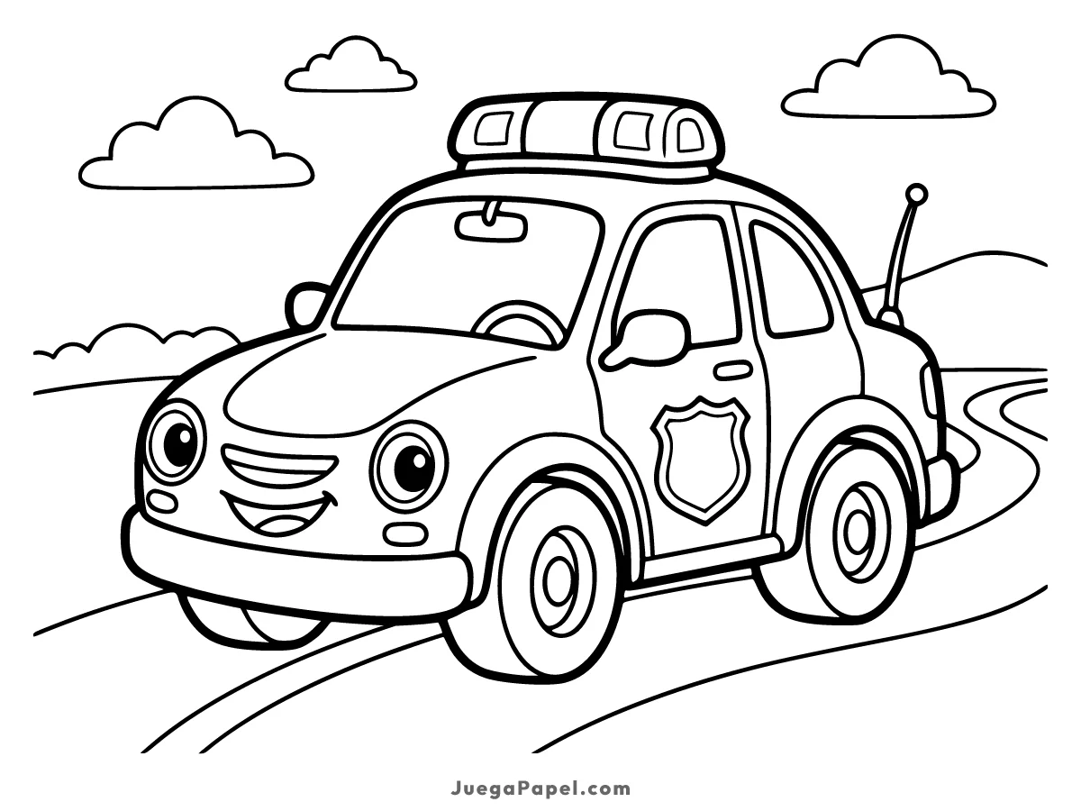 Dibujo para colorear e imprimir de Coche de Policía