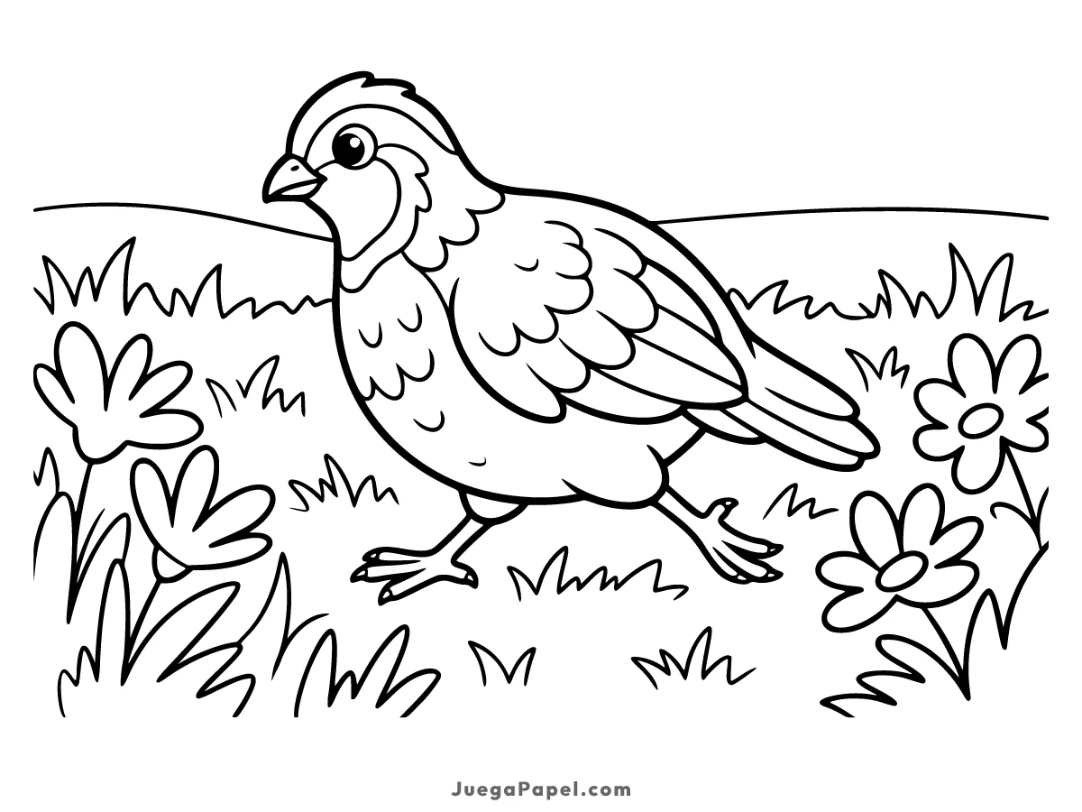 Dibujo para colorear e imprimir de Codorniz Caminando