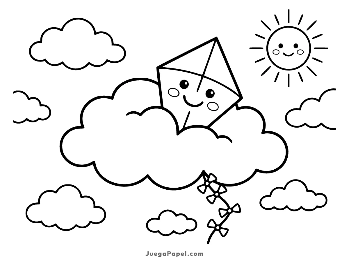 Dibujo para colorear e imprimir de Cometa en Las Nubes