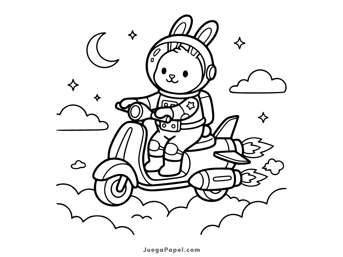 Dibujo para colorear e imprimir de Conejo Astronauta