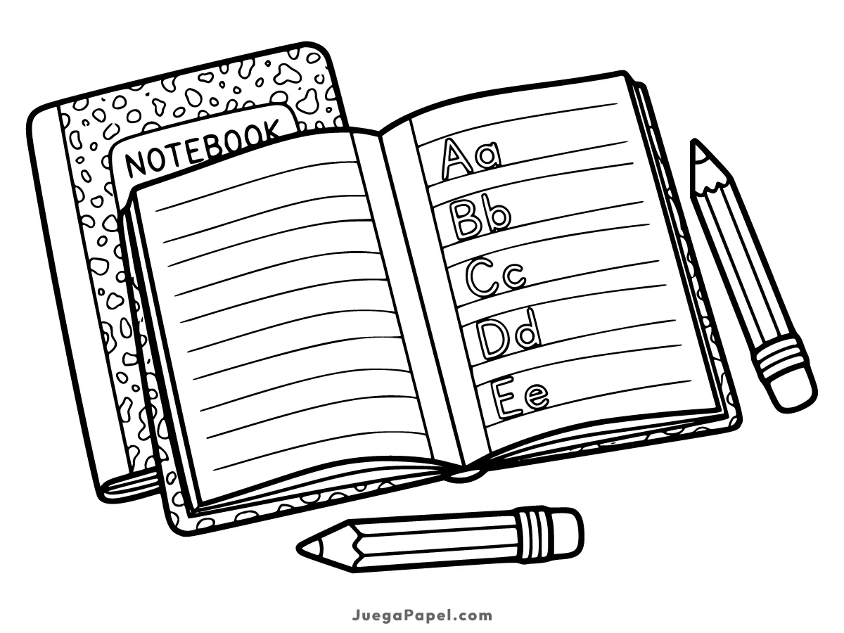 Dibujo para colorear e imprimir de Cuaderno Escolar