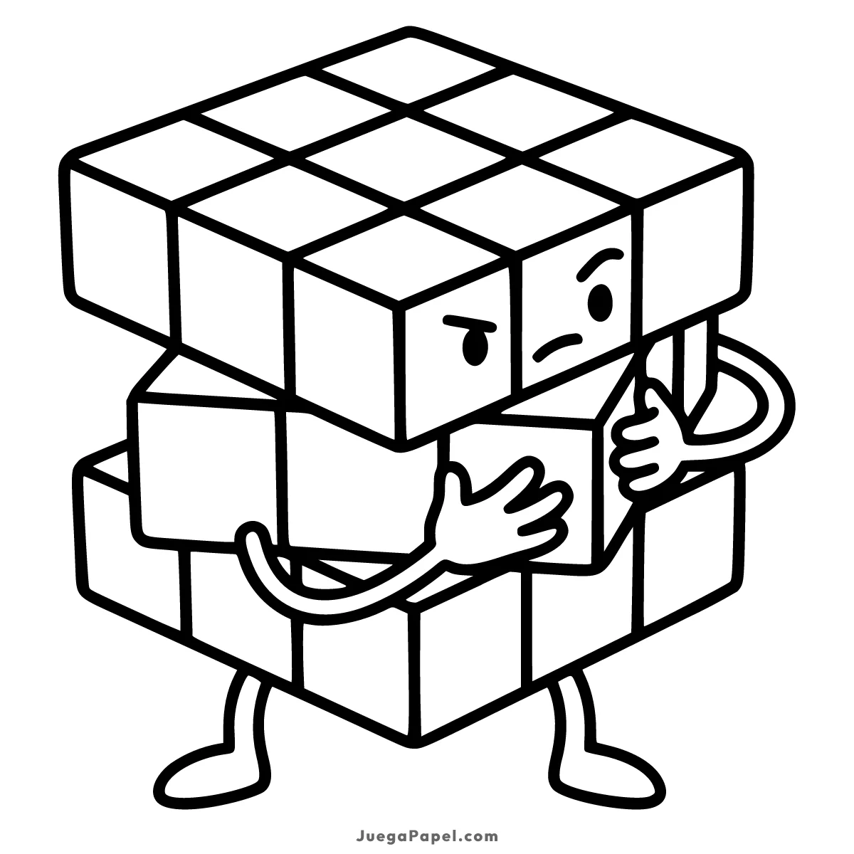 Dibujo para colorear e imprimir de Cubo de Rubik resolviéndose a sí mismo