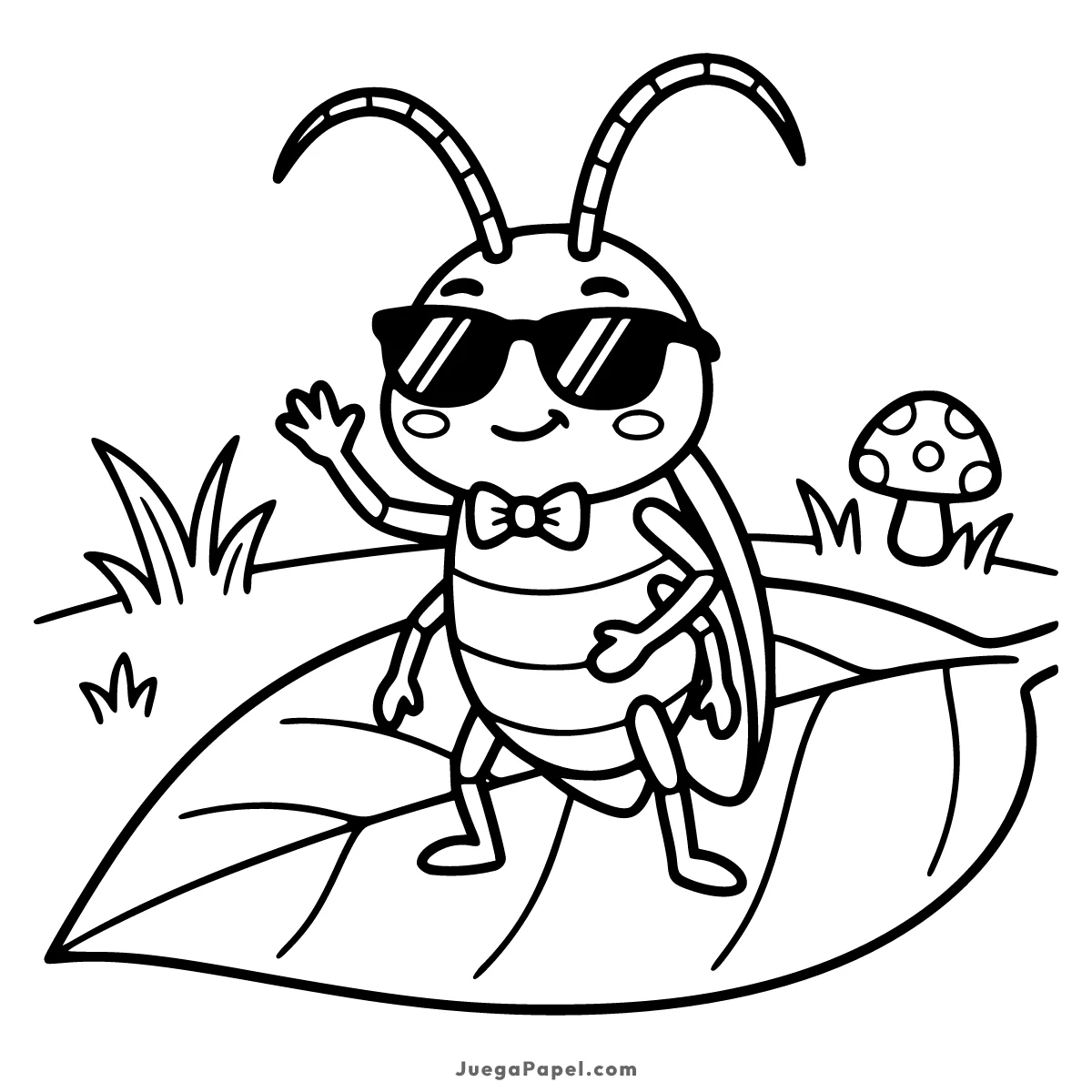 Dibujo para colorear e imprimir de Cucaracha con Gafas de Sol