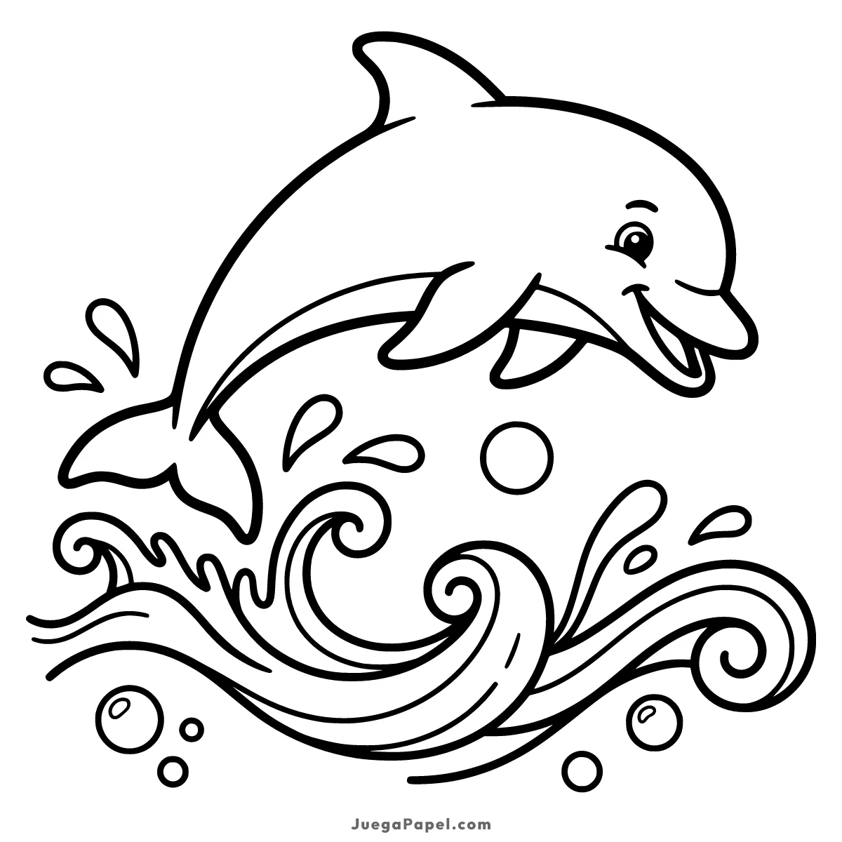 Dibujo para colorear e imprimir de Delfín saltando en el Mar