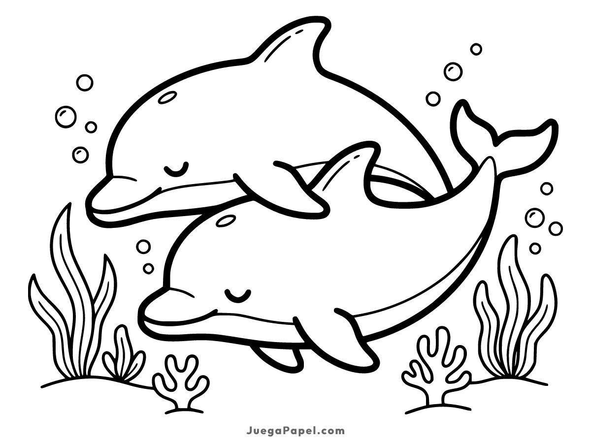 Dibujo para colorear e imprimir de Delfines Durmiendo