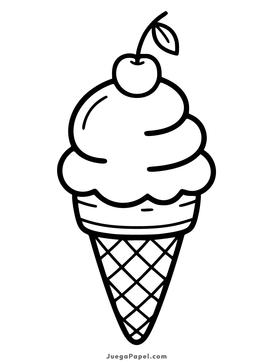 Dibujo para colorear e imprimir de Delicioso Helado con Cereza
