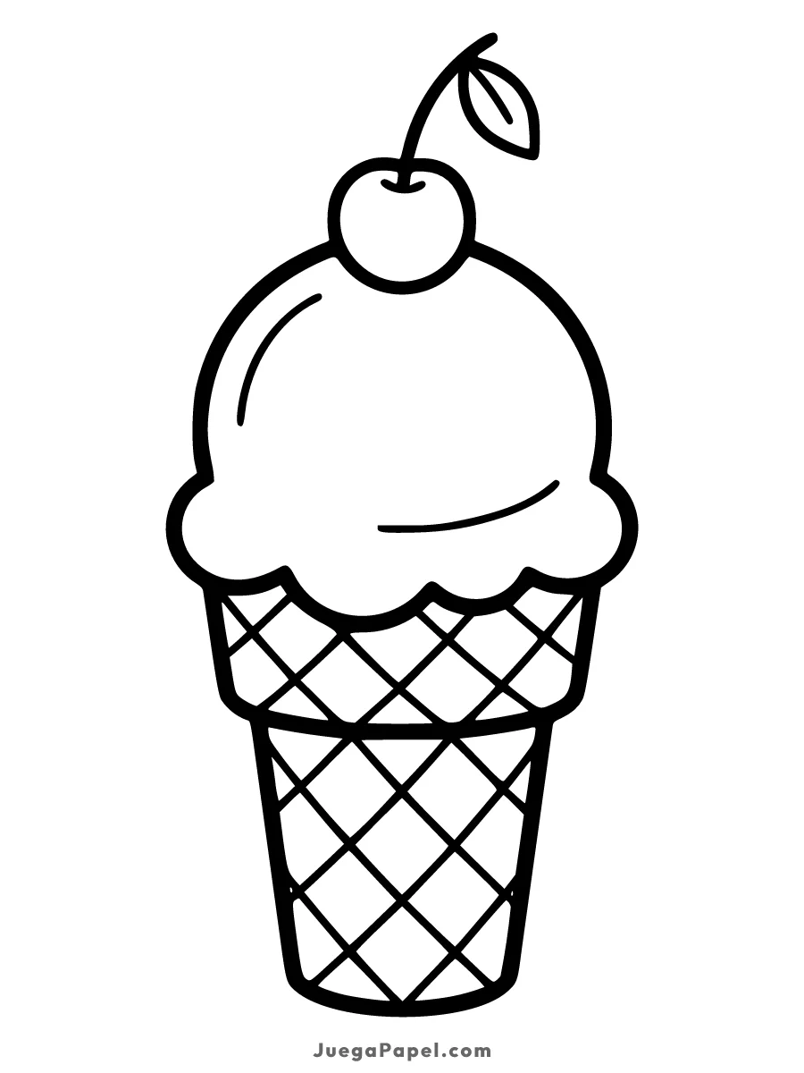 Dibujo para colorear e imprimir de Delicioso Helado con Cereza