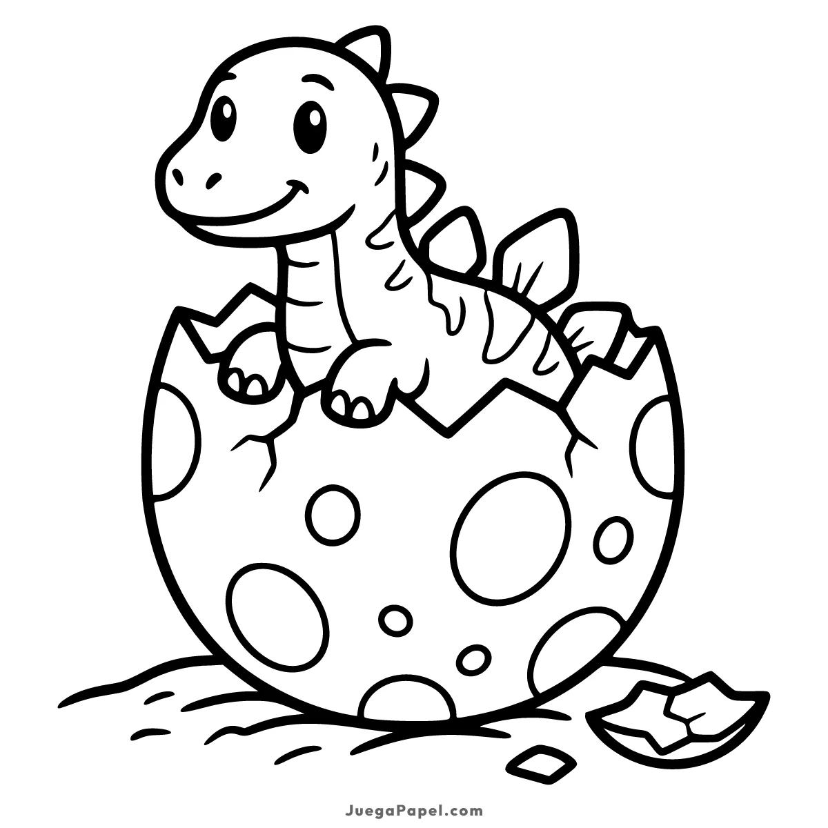 Dibujo para colorear e imprimir de Dinosaurio bebé naciendo del huevo