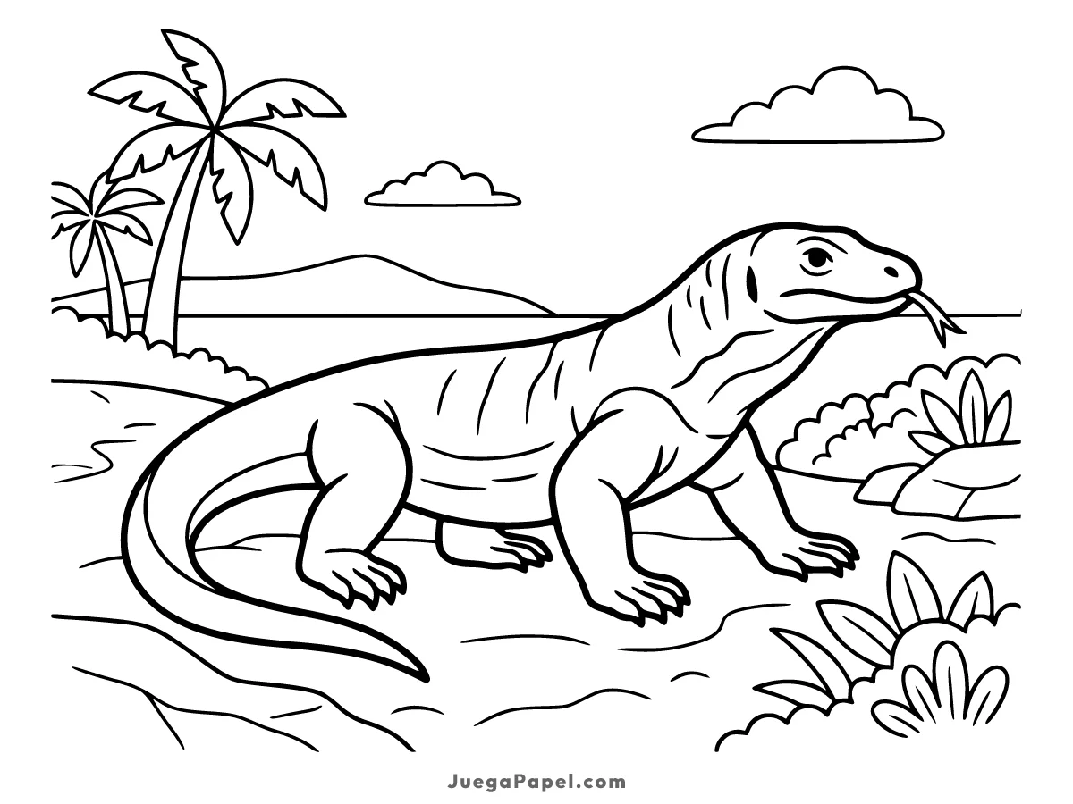 Dibujo para colorear e imprimir de Dragón de Komodo