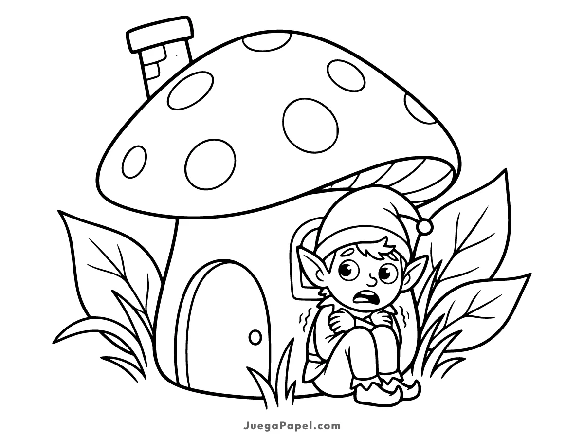 Dibujo para colorear e imprimir de Duende asustado
