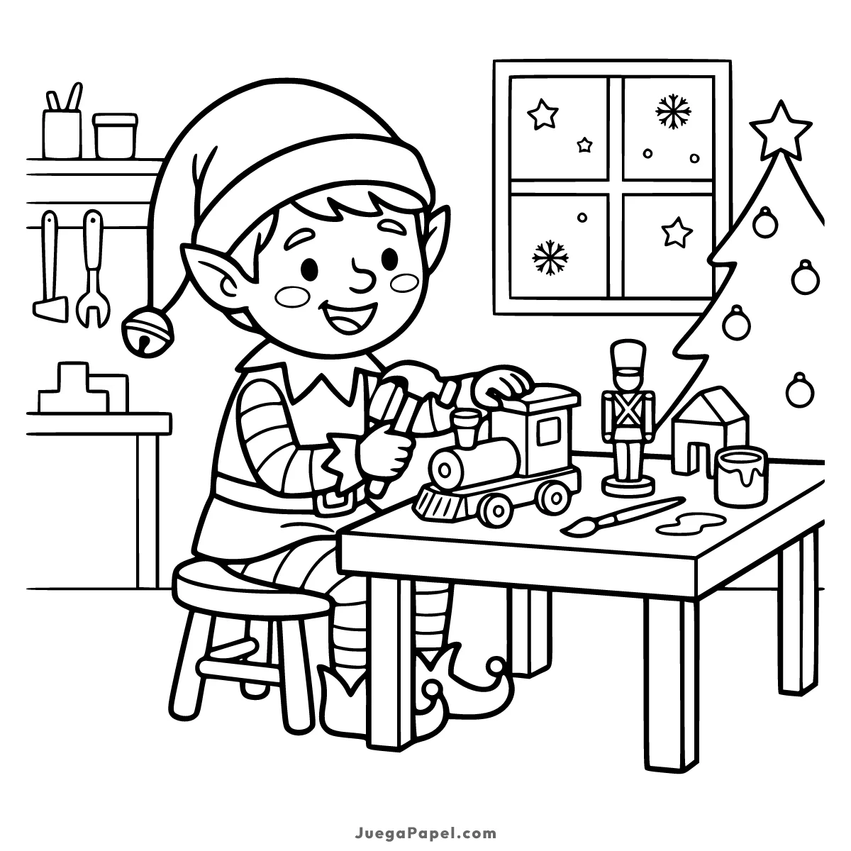 Dibujo para colorear e imprimir de Duende Navideño
