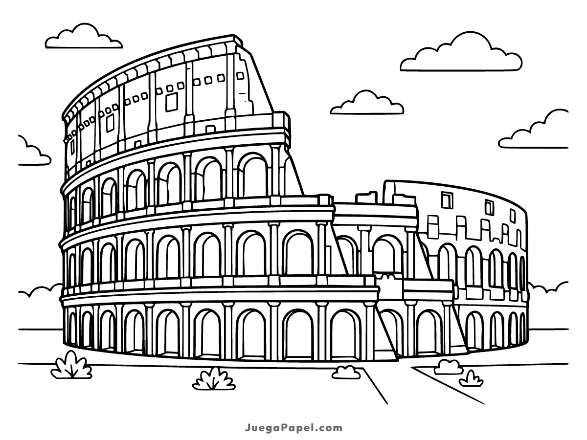 Dibujo para colorear e imprimir de El Coliseo Romano