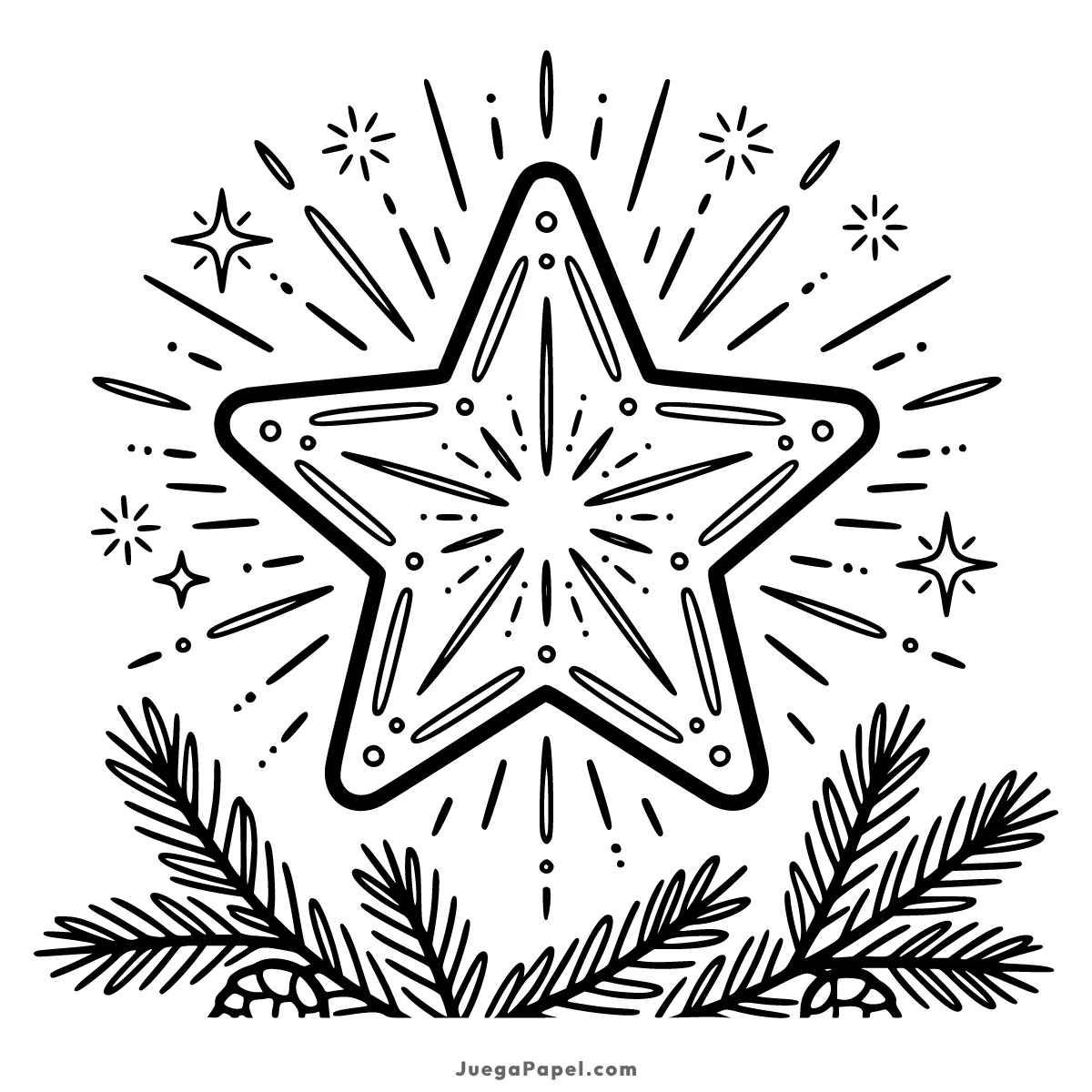 Dibujo para colorear e imprimir de Estrella de Navidad