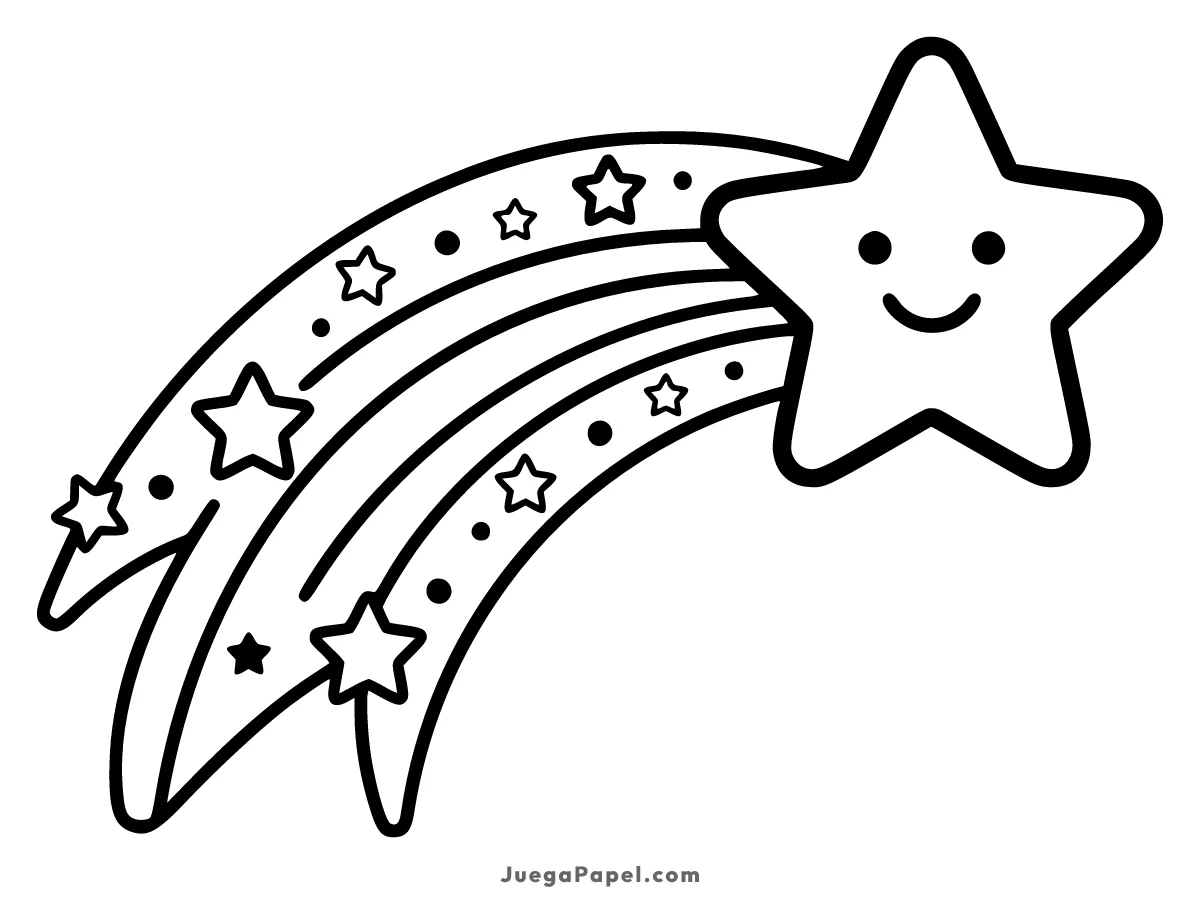 Dibujo para colorear e imprimir de Estrella Fugaz con Estela Mágica para Colorear