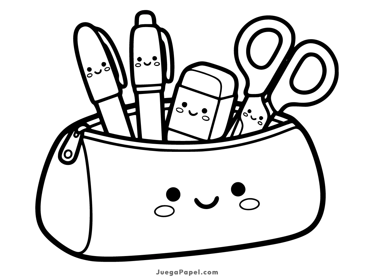 Dibujo para colorear e imprimir de Estuche Kawaii