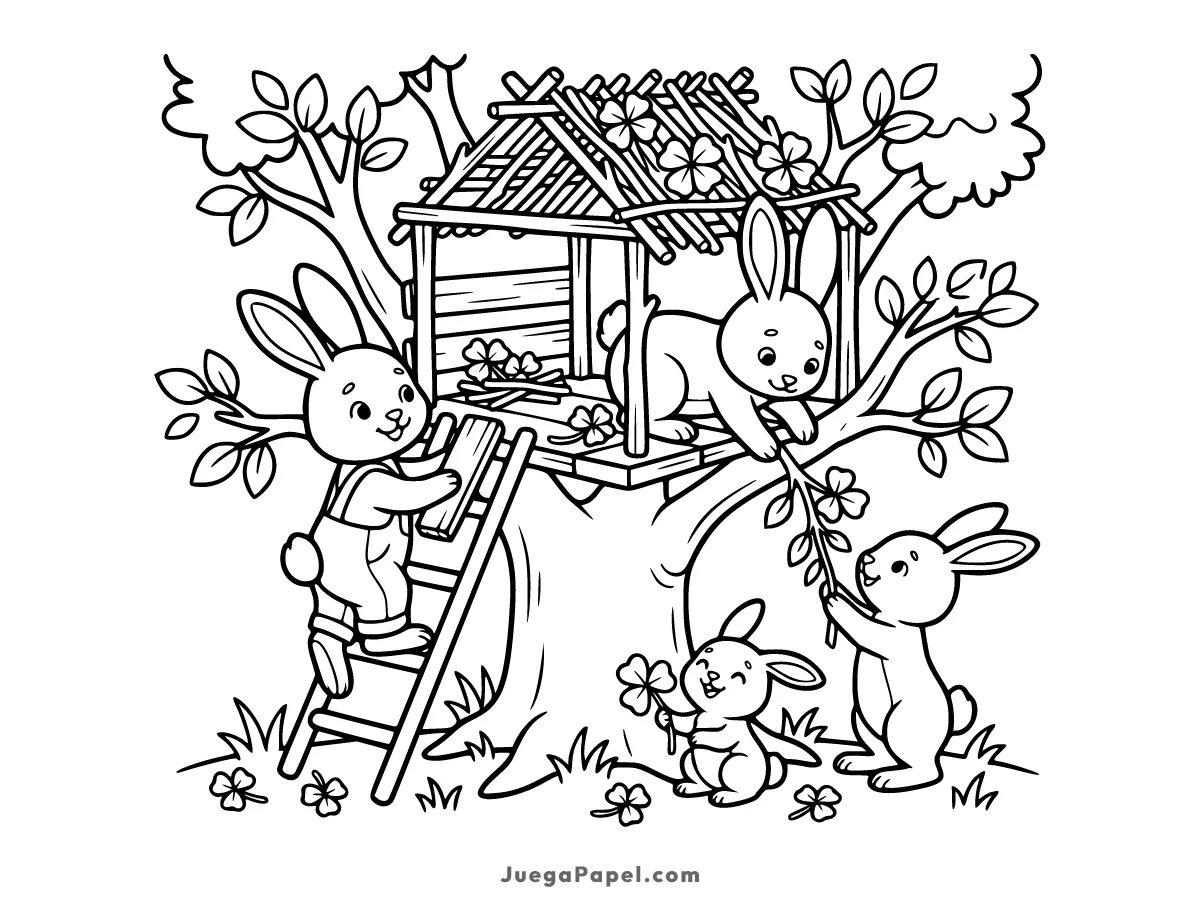 Dibujo para colorear e imprimir de Familia de Conejos