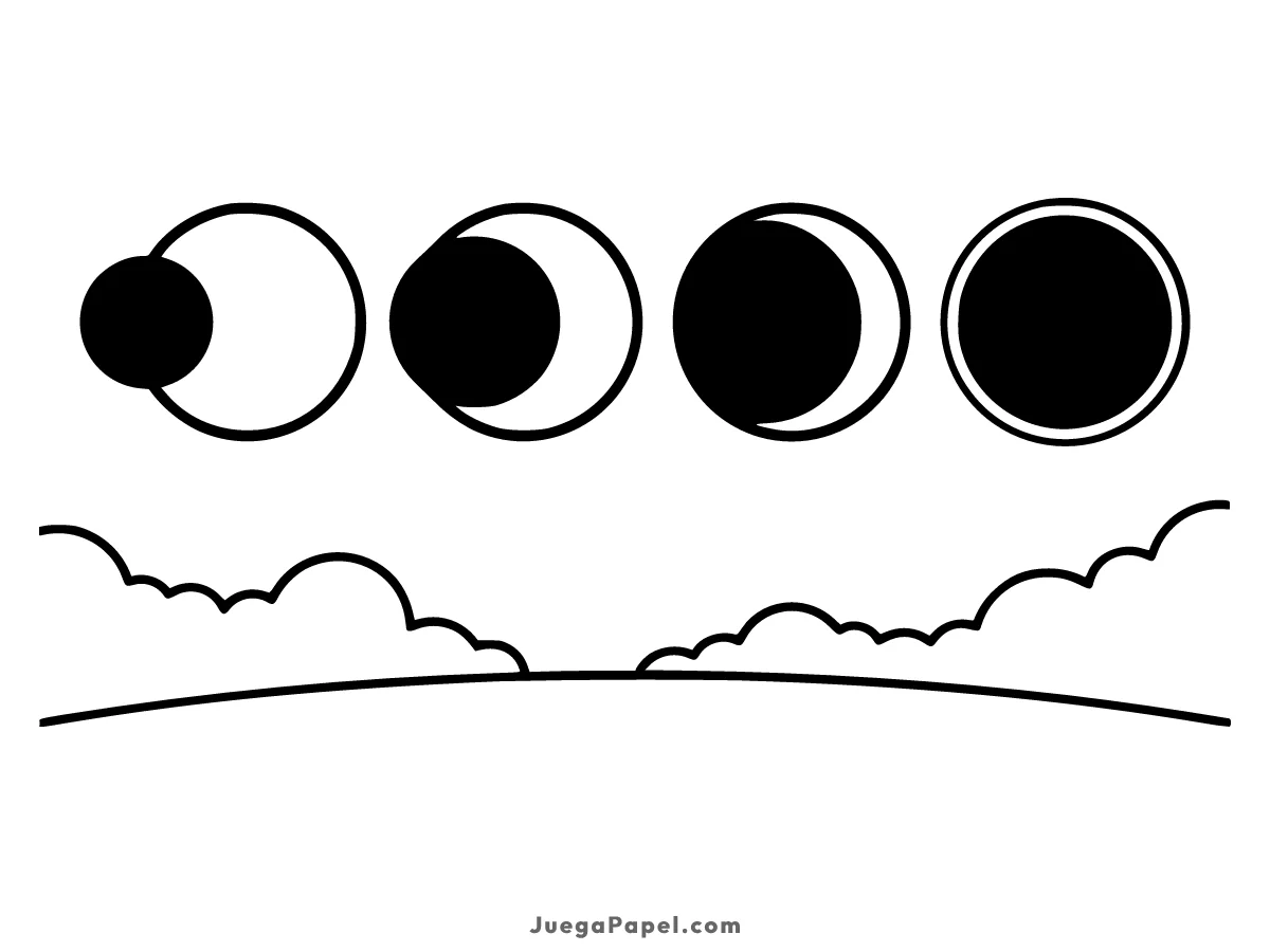 Dibujo para colorear e imprimir de Fases Eclipse Solar