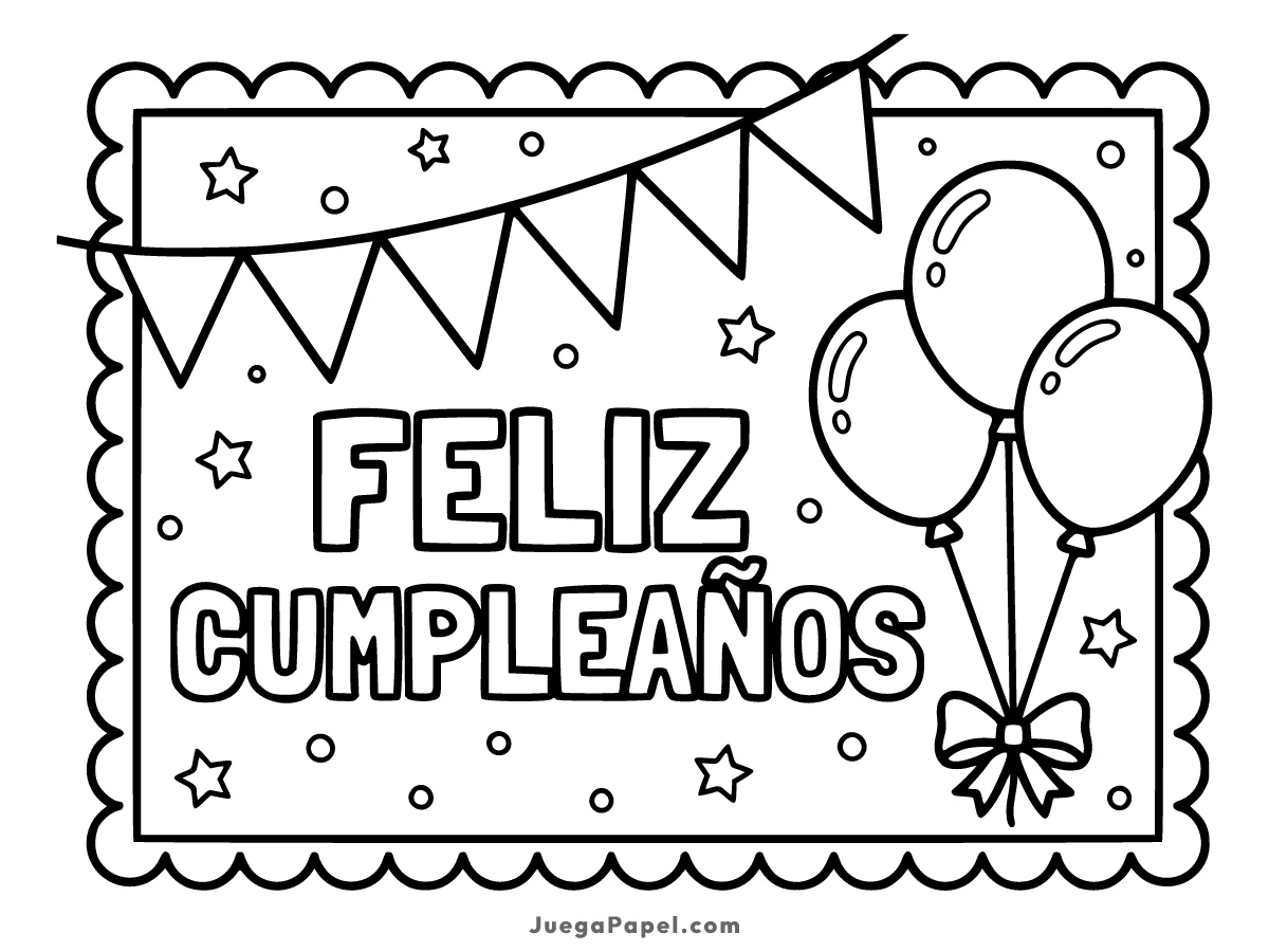 Dibujo para colorear e imprimir de Feliz Cumpleaños