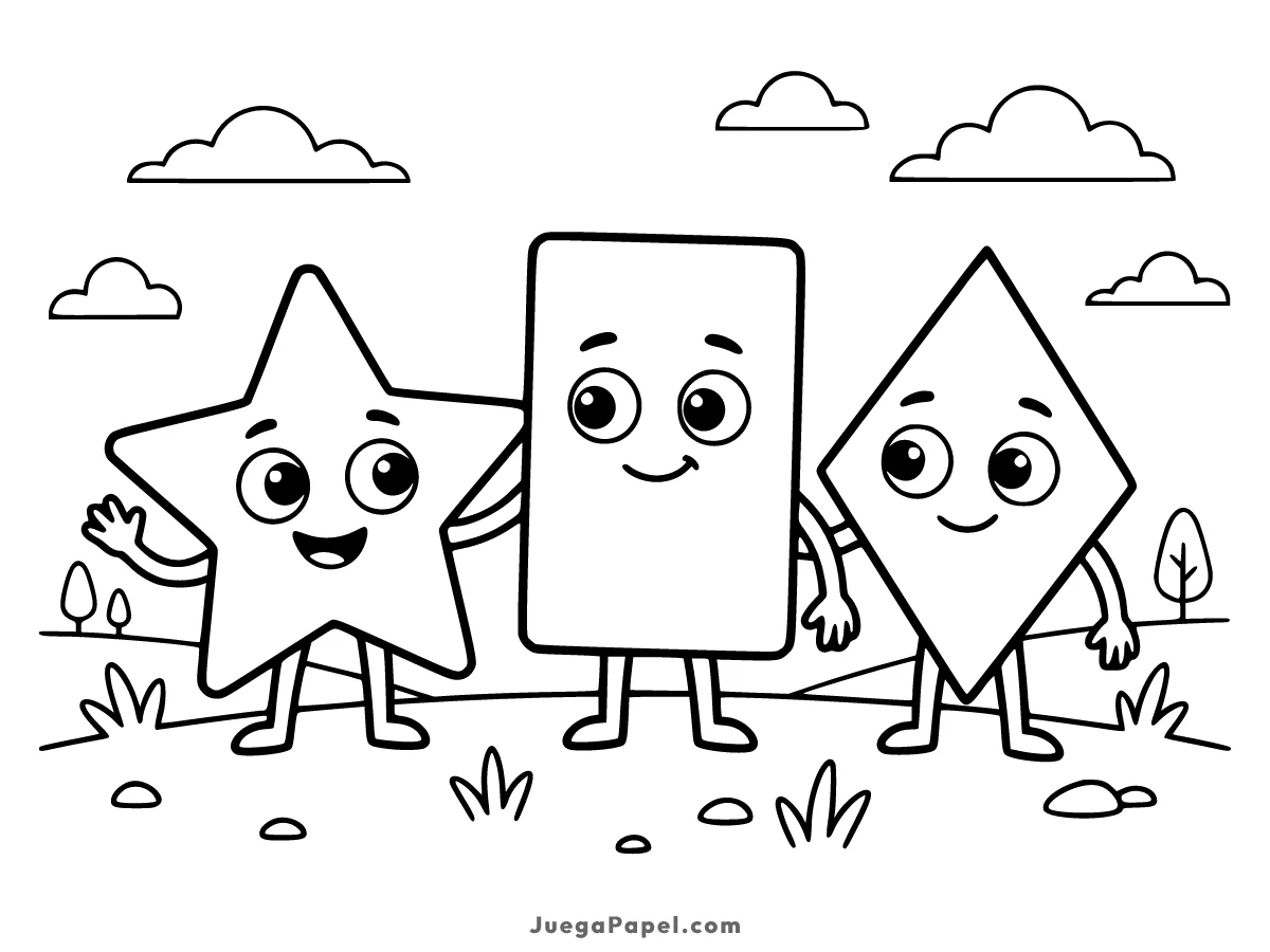 Dibujo para colorear e imprimir de Figuras Geométricas Divertidas