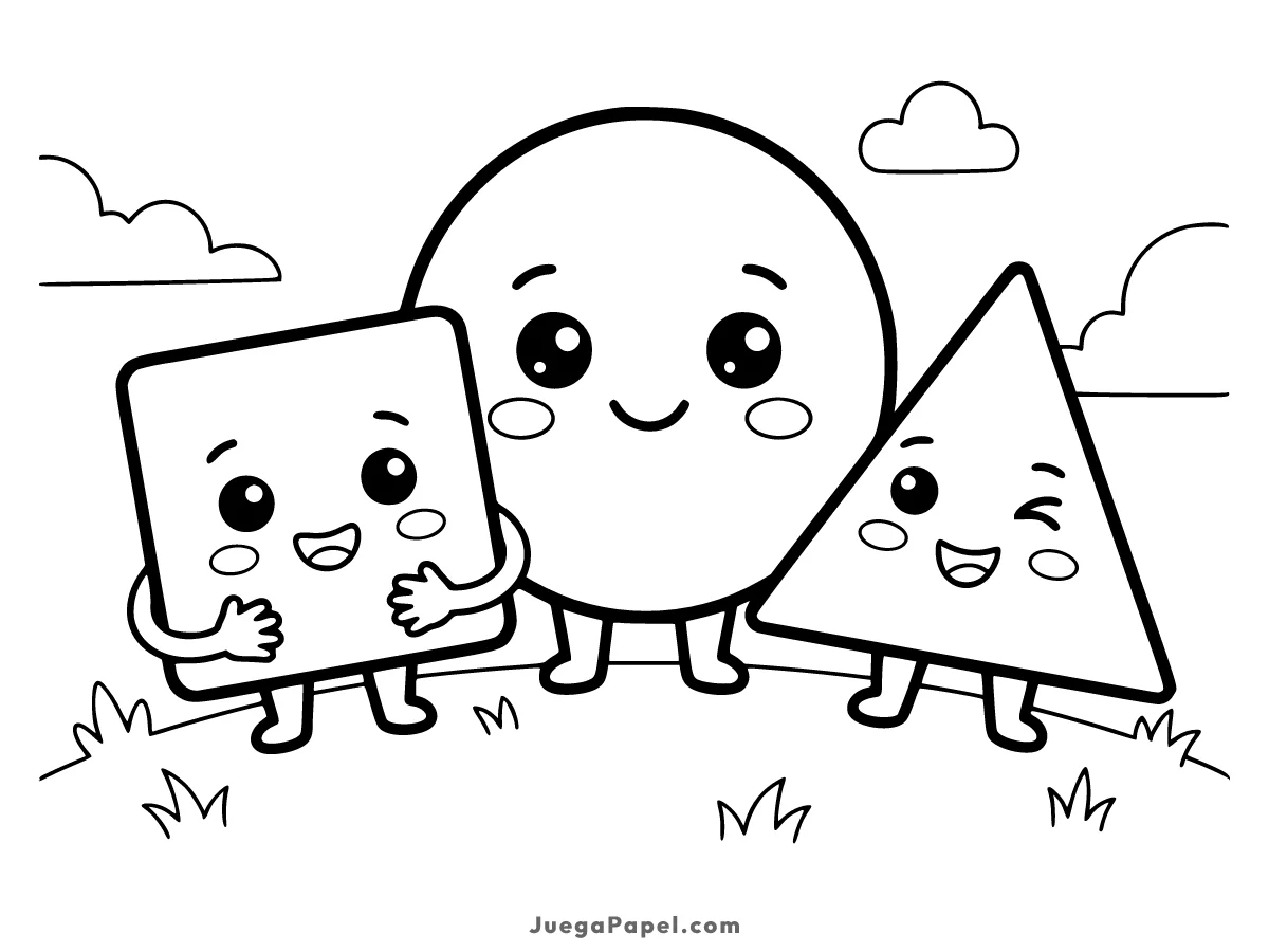 Dibujo para colorear e imprimir de Figuras Geométricas Kawaii