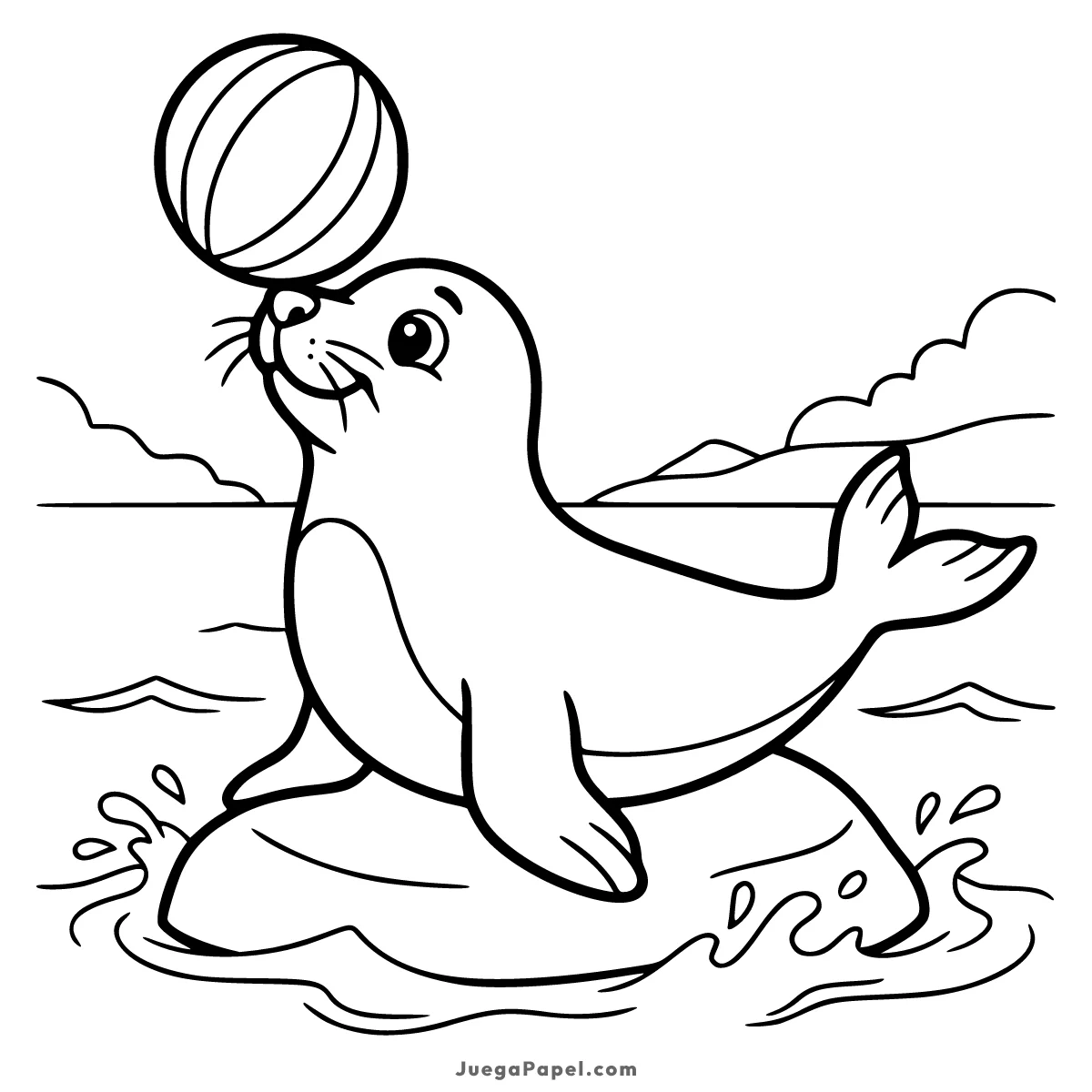 Dibujo para colorear e imprimir de Foca con Pelota